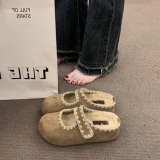 (Sẵn nâu 38) Giày Sục Lông, Giày Birkenstock Đế Xuồng Dành Cho Nữ – Phong Cách Mới Thu/Đông 2025