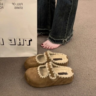 (Sẵn nâu 38) Giày Sục Lông, Giày Birkenstock Đế Xuồng Dành Cho Nữ – Phong Cách Mới Thu/Đông 2025