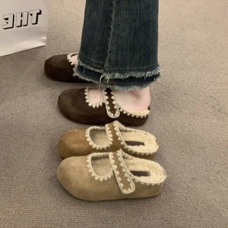 (Sẵn nâu 38) Giày Sục Lông, Giày Birkenstock Đế Xuồng Dành Cho Nữ – Phong Cách Mới Thu/Đông 2025