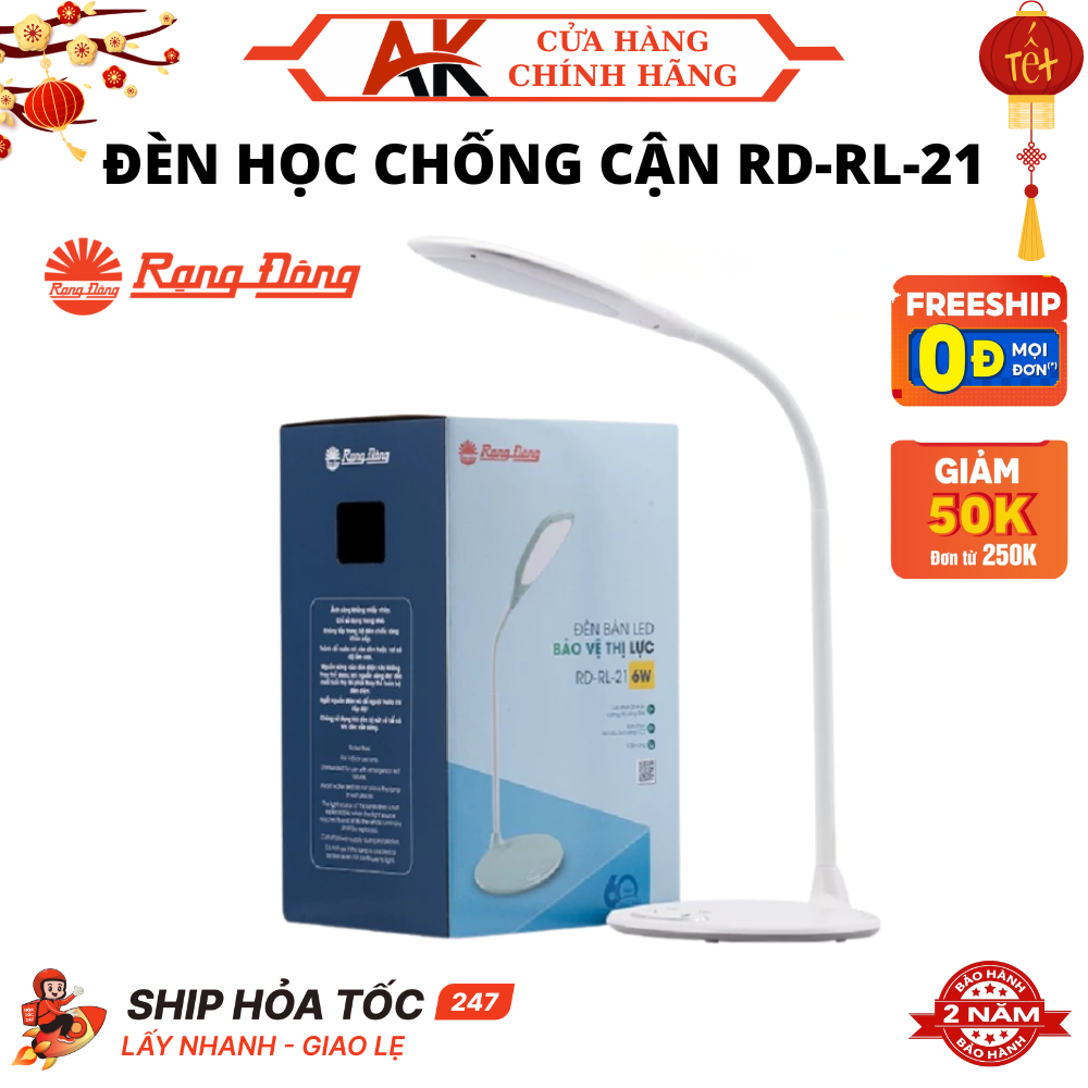 Đèn Học Chống Cận Rạng Đông RD-RL-21 Cảm Ứng Để Bàn, Đọc Sách, Làm Việc, BH 2 Năm