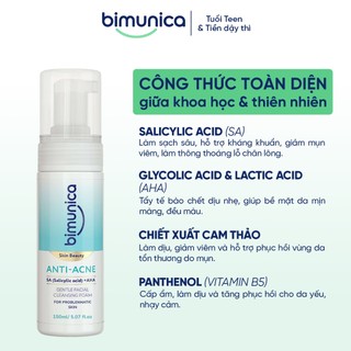 Bọt Rửa Mặt Cho Da Mụn BIMUNICA GENTLE FOAMING CLEANSER FOR ACNE-PRONE SKIN 150ML