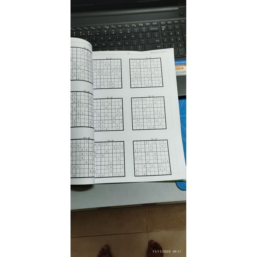 1000 bài Sudoku CÓ ĐÁP ÁN - cấp độ RẤT KHÓ - DẠNG SỐ (1 cuốn câu đố + 1 cuốn đáp án)