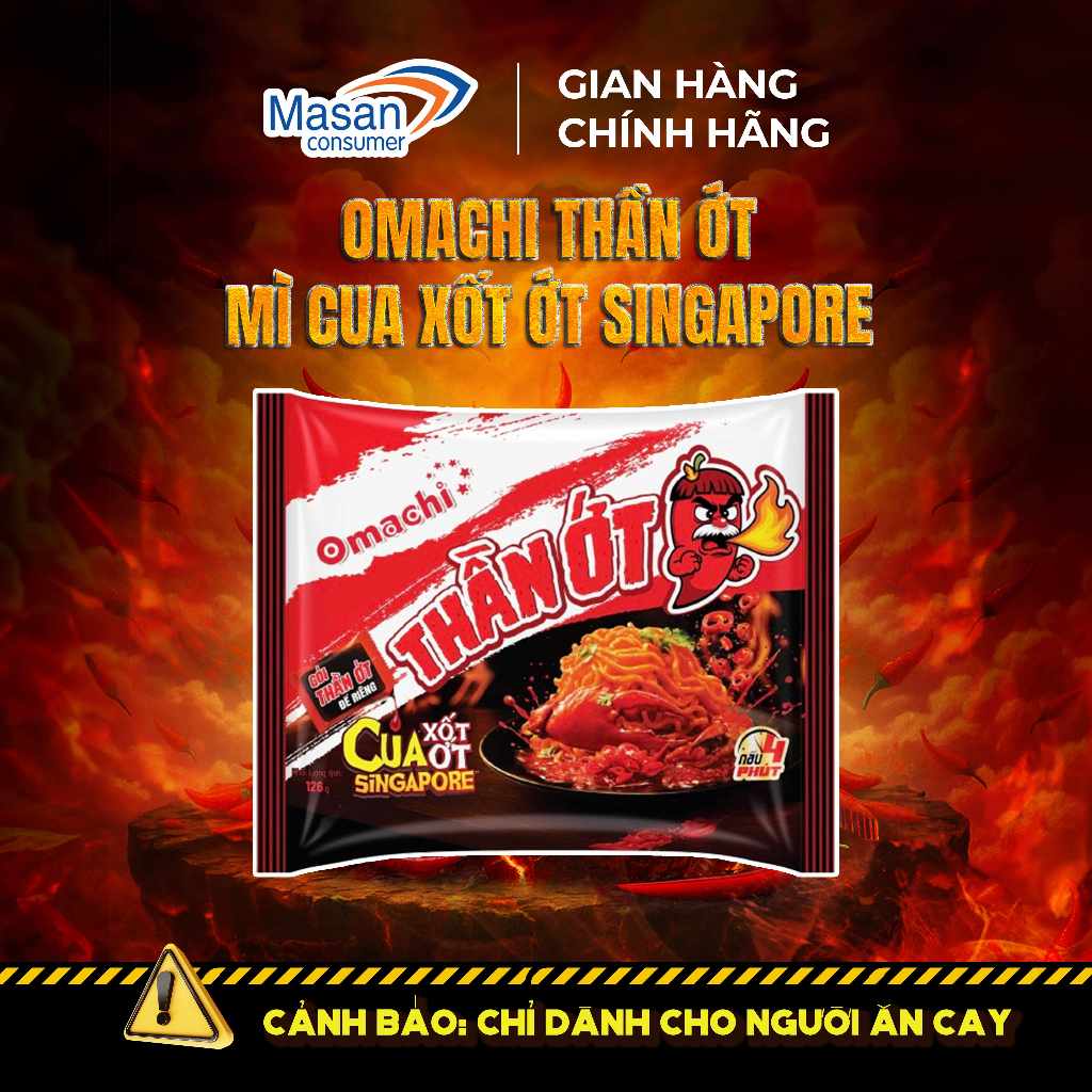 Omachi Thần Ớt Mì Cua Xốt Ớt Singapore (Thùng 24gói x 126gr)