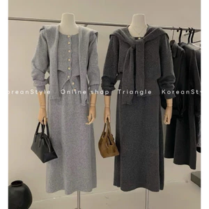 TRIANGLE - Three Set (Cân nhắc kỹ, returned is not welcomed)- Set len 3 chi tiết áo mix chân váy dài kèm khăn