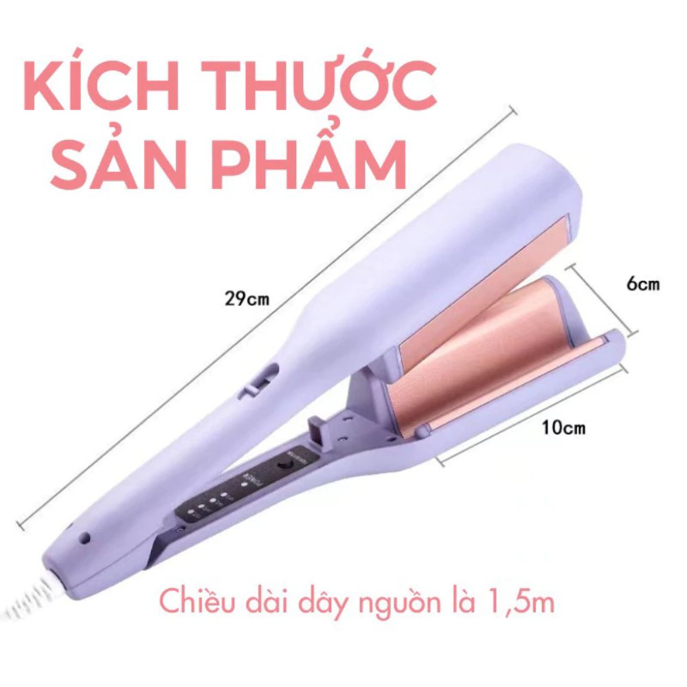 Máy Uốn Tóc Xoăn Sóng Nước Chỉnh Nhiệt Hippie 32mm RD-877B Chất Liệu Gốm Sứ Tourmaline