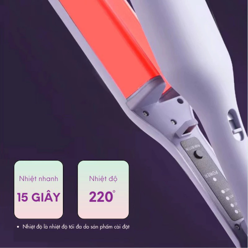 Máy Uốn Tóc Xoăn Sóng Nước Chỉnh Nhiệt Hippie 32mm RD-877B Chất Liệu Gốm Sứ Tourmaline