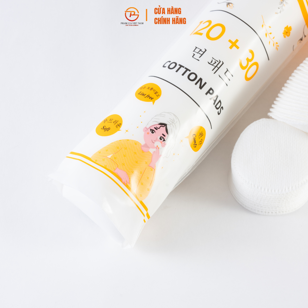 Bông Tẩy Trang Minho 150 Miếng - Mềm Mịn, Không Xơ Bông