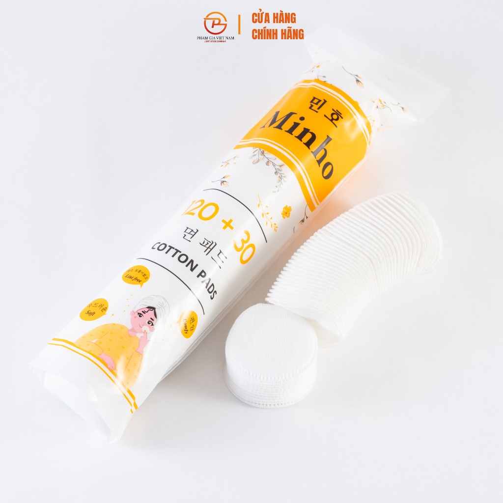 Bông Tẩy Trang Minho 150 Miếng - Mềm Mịn, Không Xơ Bông