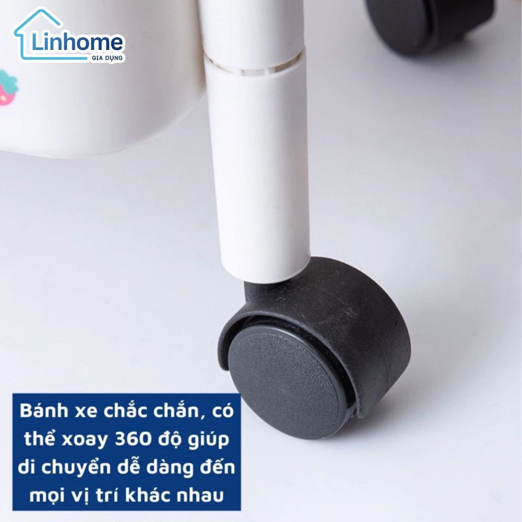 Kệ Đựng Đồ kèm STICKER 3 tầng, 4 Tầng Có Bánh Xe Di Chuyển Tặng Kèm Sticker Dễ Thương LINHOME