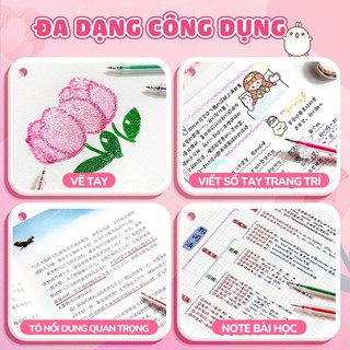 Bút highlight 36/48 màu đa dạng, bút nhũ kim tuyến bền màu tuyệt vời cho việc đánh dấu và trang trí của học sinh