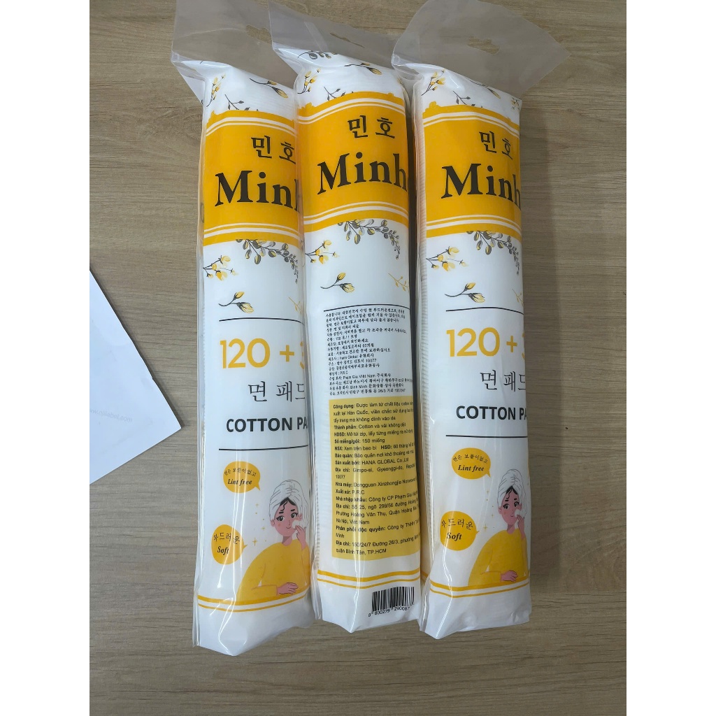 Bông Tẩy Trang Minho 150 Miếng - Mềm Mịn, Không Xơ Bông