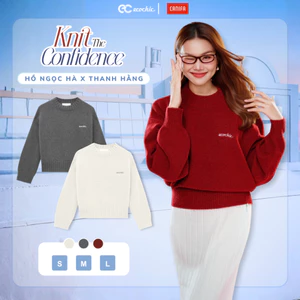 Áo Len Dáng Boxy Dài Tay Cổ Tròn Chất Liệu Len Cao Cấp Mềm Mịn Chính Hãng HNH EC03