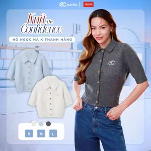 Áo Len Cổ Bẻ Tay Lỡ Cài Nút Chất Liệu Cao Cấp Mềm Mịn Chính Hãng HNH EC02