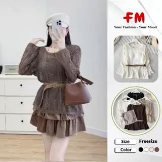 Áo Kiểu Nữ FMSTYLE SHOP - Áo Ren Tay Dài Kem Đai Lưng + Áo Quây Xinh Xắn 25110152