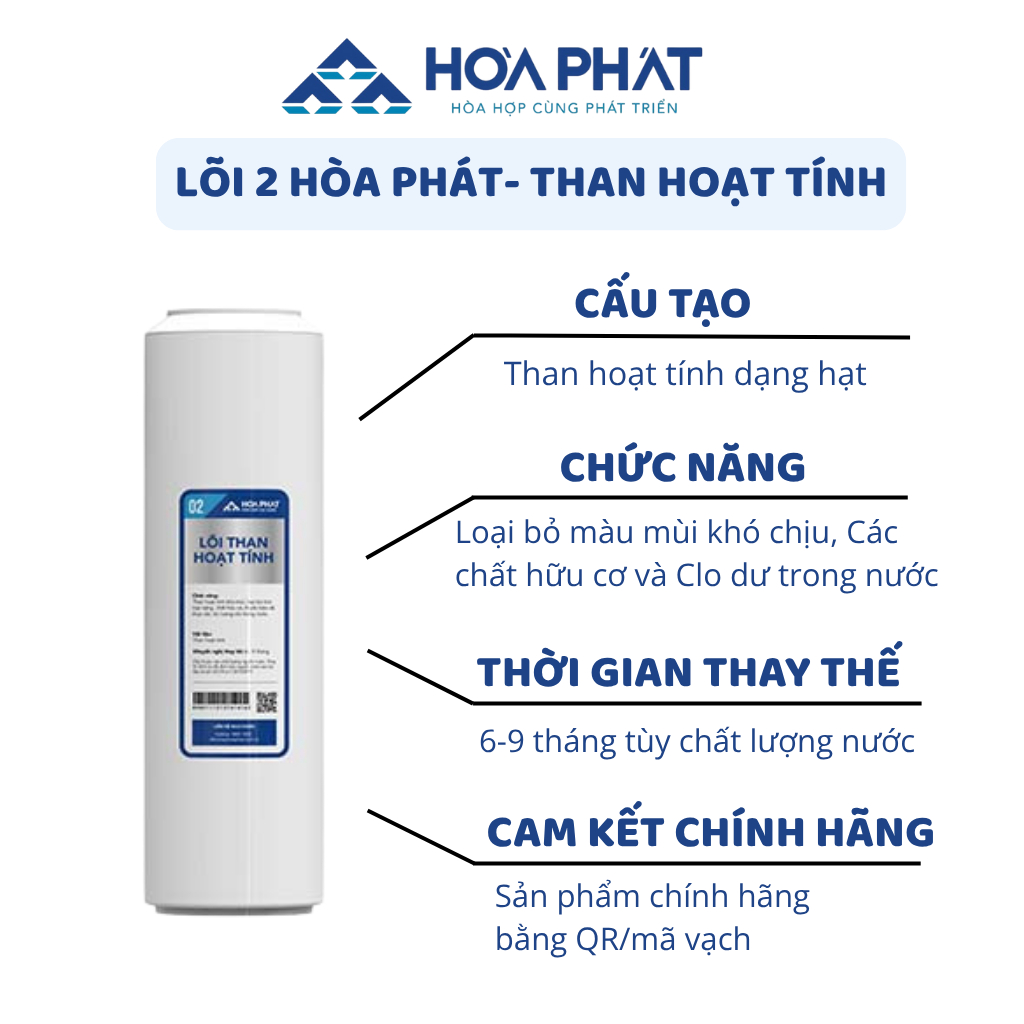 Bộ 3 lõi lọc thô 123 Hòa Phát dùng cho máy lọc nước RO gia đình lắp 3 cốc 10inch, Lõi lọc Hòa Phát Chính Hã