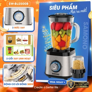 Máy xay sinh tố 2 cối thủy tinh Samono SW-BLS500B Công suất 500W dung tích 1.5L & 250ml - BH 1 năm