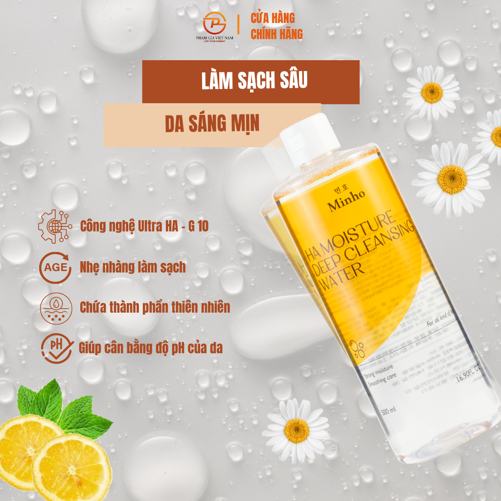 Nước Tẩy Trang Minho HA Moisture Deep Cleansing Water – Làm Sạch Dịu Nhẹ, Cấp Ẩm Ultra HA-G10, Phù Hợp Da Nhạy Cảm