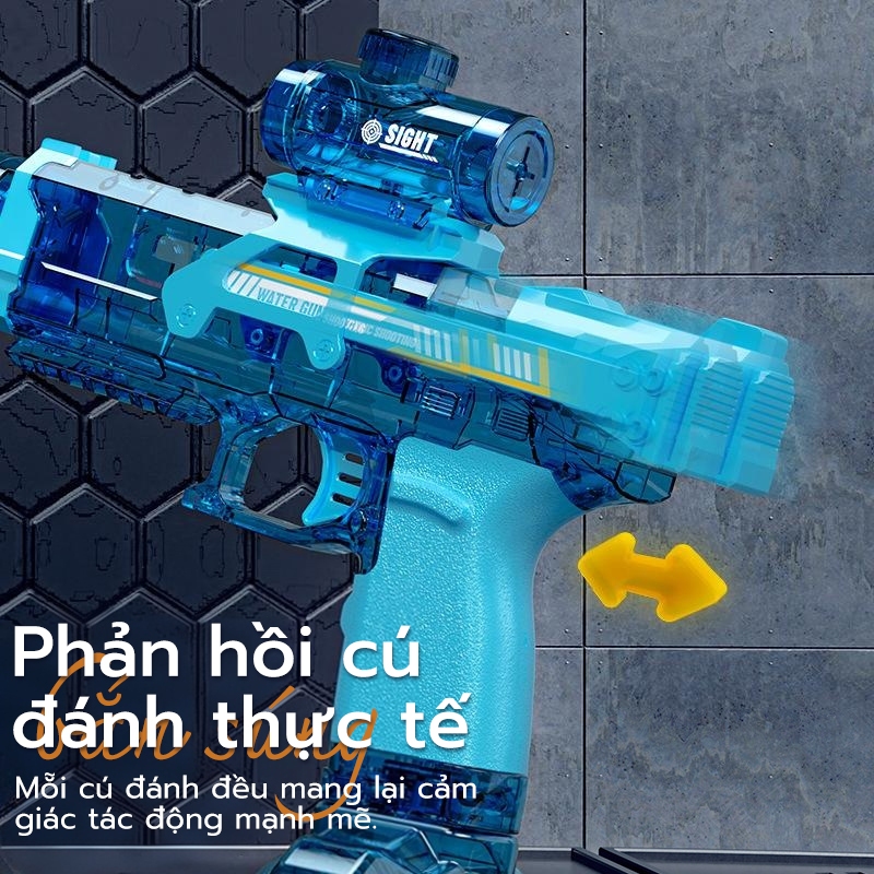 Đồ chơi súng nước chạy điện, có thể sạc lại, điện áp cao, tầm bắn xa, có thể bắn liên tục.