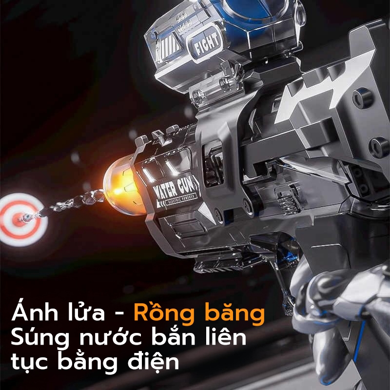 Đồ chơi súng nước chạy điện, có thể sạc lại, điện áp cao, tầm bắn xa, có thể bắn liên tục.