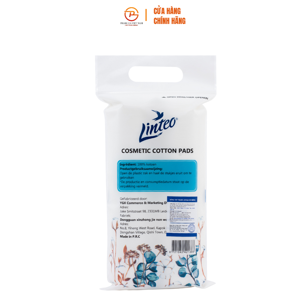 Bông Tẩy Trang Linteo 222 Miếng – Cotton Mềm Mịn, Không Xơ Bông, Làm Sạch Trang Điểm Cho Da Nhạy Cảm