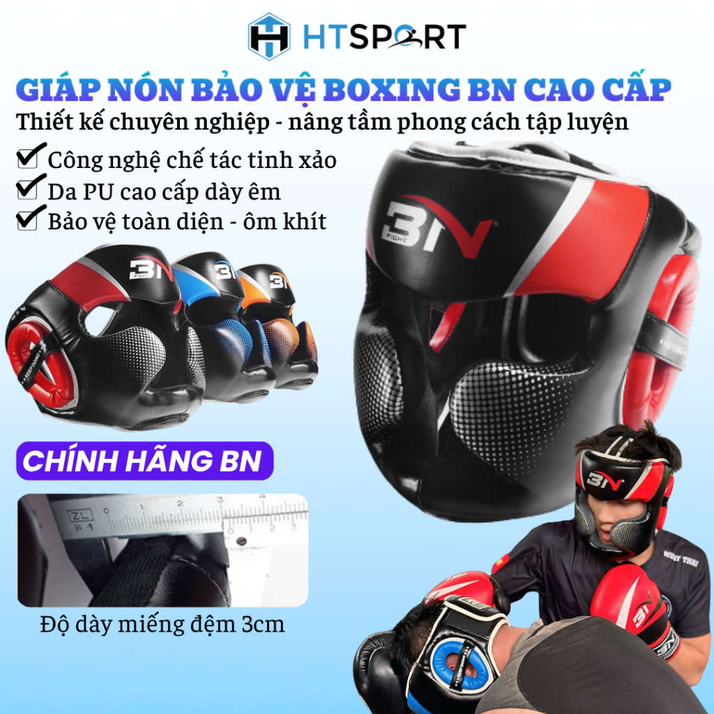 Mũ Bảo Hộ Đầu Boxing, Giáp Nón Bảo Vệ Đấm Bốc Quyền Anh Muay Thái MMA Nam Nữ Cao Cấp Chính Hãng BN
