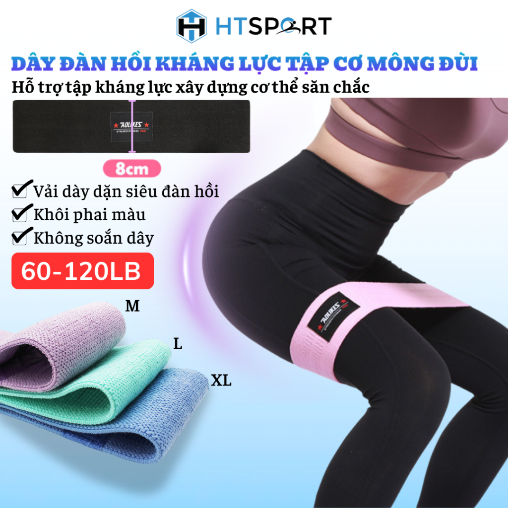 Dây Đàn Hồi Kháng Lực Tập Cơ Mông Đùi Aolikes A-3603, Dây Miniband Vải Tập Luyện Dành Cho Nam Nữ