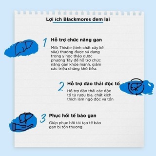 Viên uống hỗ trợ bảo vệ và phục hồi tế bào gan Blackmores Milk Thistle lọ 42 Viên