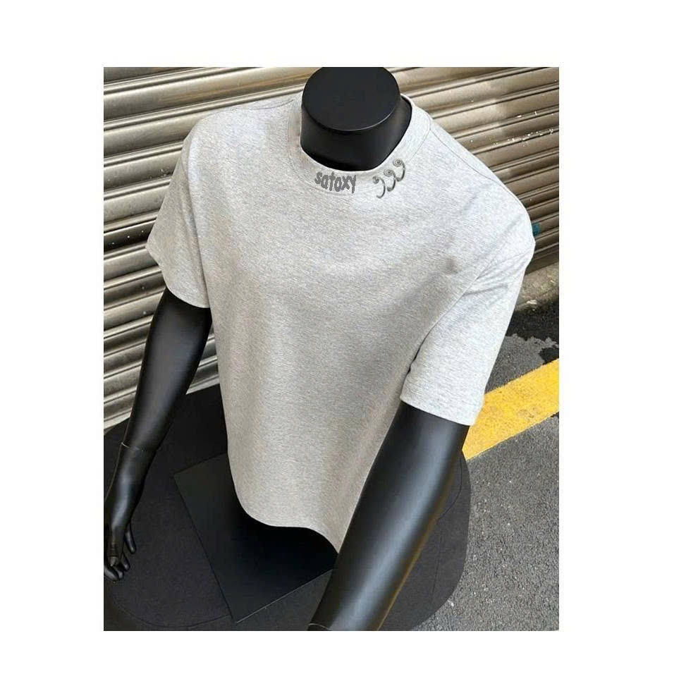 Áo thun Stee Cổ tròn K NECK II SATOXY mix khoen ICVCVNI Unisex Cotton