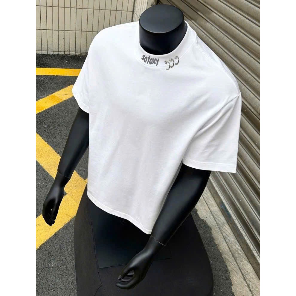 Áo thun Stee Cổ tròn K NECK II SATOXY mix khoen ICVCVNI Unisex Cotton