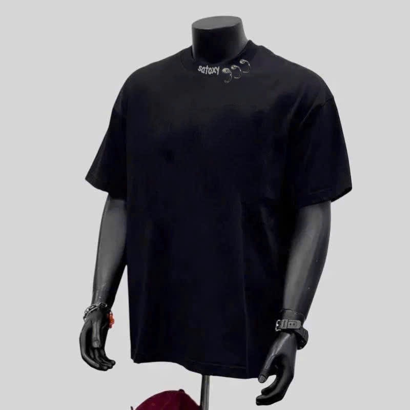Áo thun Stee Cổ tròn K NECK II SATOXY mix khoen ICVCVNI Unisex Cotton