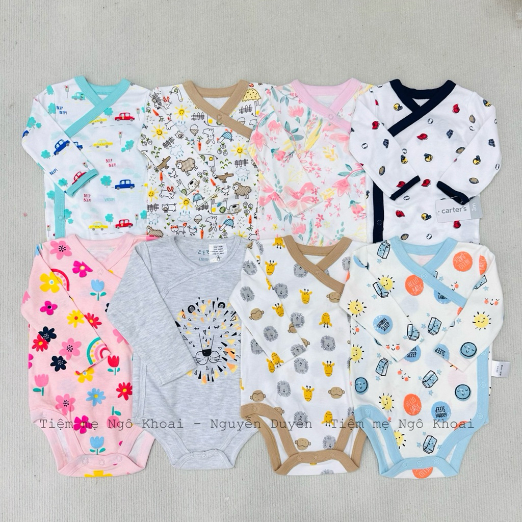 [MD43] 3-12M CHỌN MẪU Body sơ sinh cài chéo chất liệu organic cotton cho bé yêu xuất xịn