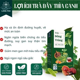 Trà Đông Trùng Dây Thìa Canh - Làng Mai - 7 Vị Thảo Dược Giúp Ổn Định Đường Huyết, An Toàn Lành Tính Hộp 30 gói