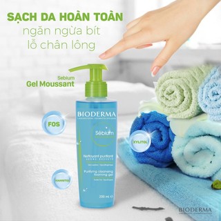 Gel rửa mặt tạo bọt, không chứa xà phòng Bioderma Sebium Gel Moussant 200ml