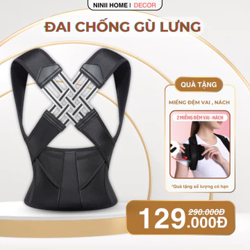 Đai Chống Lưng Gù Nam Nữ Dây Đai Lưng Chống Gù Dày Co Giãn Cao, Thoáng Khí ( Tặng 2 Miếng Đệm Vai)