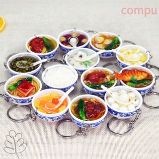 Móc Khoá Hình CHÉN CHÈ, Tô Mì Tô Sứ Xanh Trắng Dễ Thương - Móc Khoá Hình Tô Thực Phẩm Mini Siêu Cute 4cm