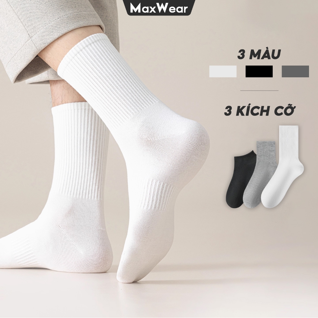 Combo 10 Tất cổ cao MAXWEAR Cotton Premium siêu mềm mịn, chống trượt, thoáng khí đủ màu sắc