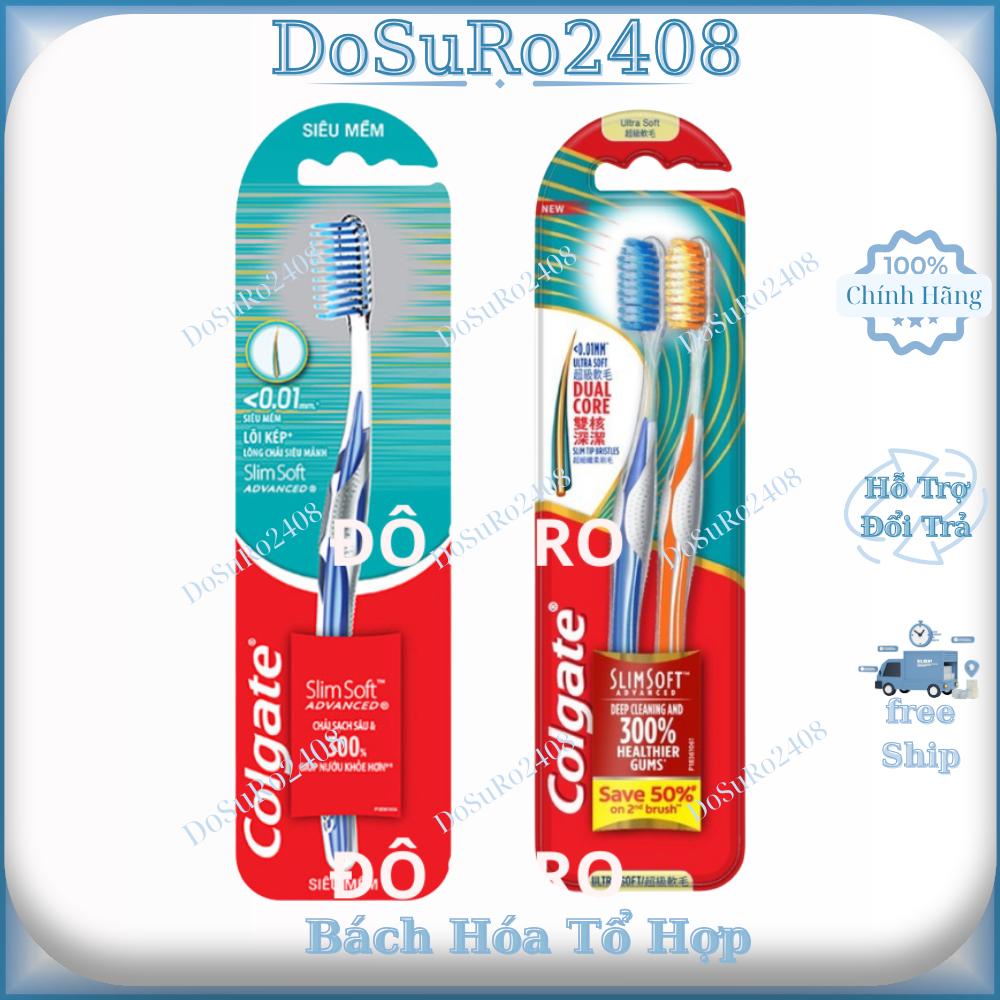 Bàn chải Colgate SlimSoft Advanced ngăn chảy máu nướu siêu mềm và mảnh