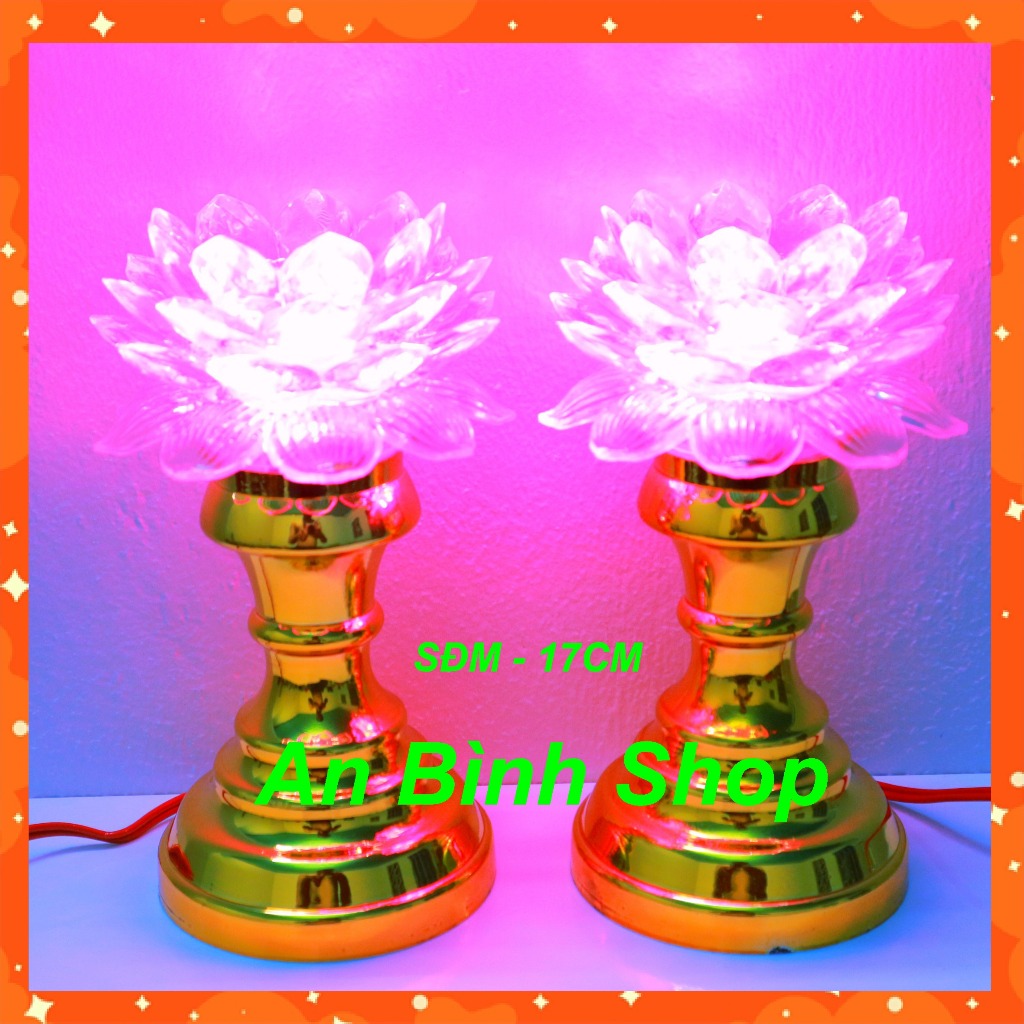 [ Hàng loại 1 ] Bộ 2 đèn thờ cúng hoa sen đổi 7 màu, đèn sen thờ phật, quan âm, thờ gia tiên, đèn thờ thần tài, thổ địa