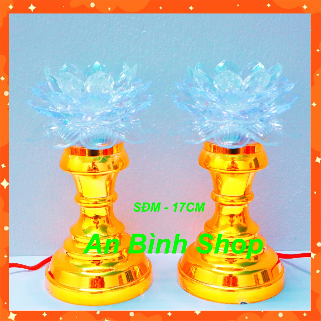 [ Hàng loại 1 ] Bộ 2 đèn thờ cúng hoa sen đổi 7 màu, đèn sen thờ phật, quan âm, thờ gia tiên, đèn thờ thần tài, thổ địa
