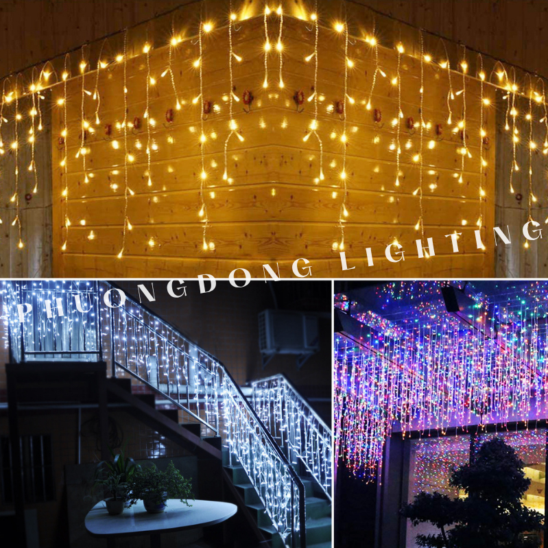 Bộ Đèn LED rèm thả so le 8 chế độ chớp nháy Trang trí Ngoài trời Có phích cắm nối dài