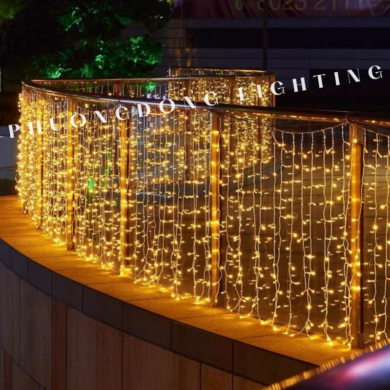 Bộ Đèn LED rèm thả so le 8 chế độ chớp nháy Trang trí Ngoài trời Có phích cắm nối dài