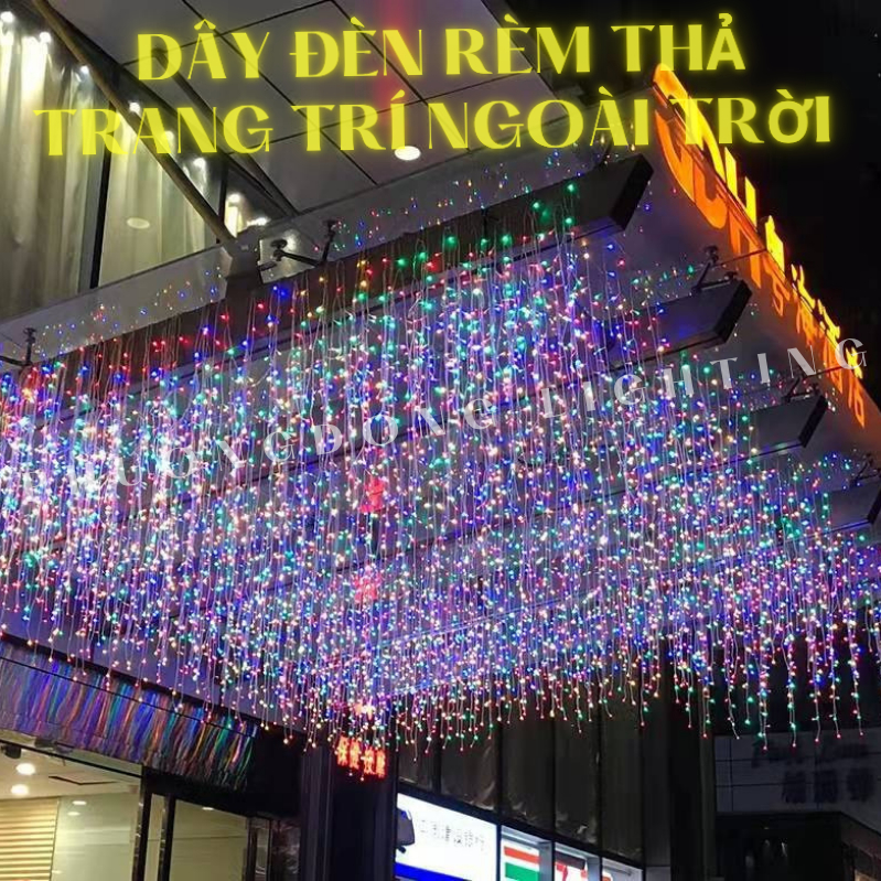 Dây Đèn LED rèm thả Trang trí ngoài trời Đa sắc Có phích cắm nối tiếp Trang trí Nhà Cửa hàng Quán xá Siêu lung linh