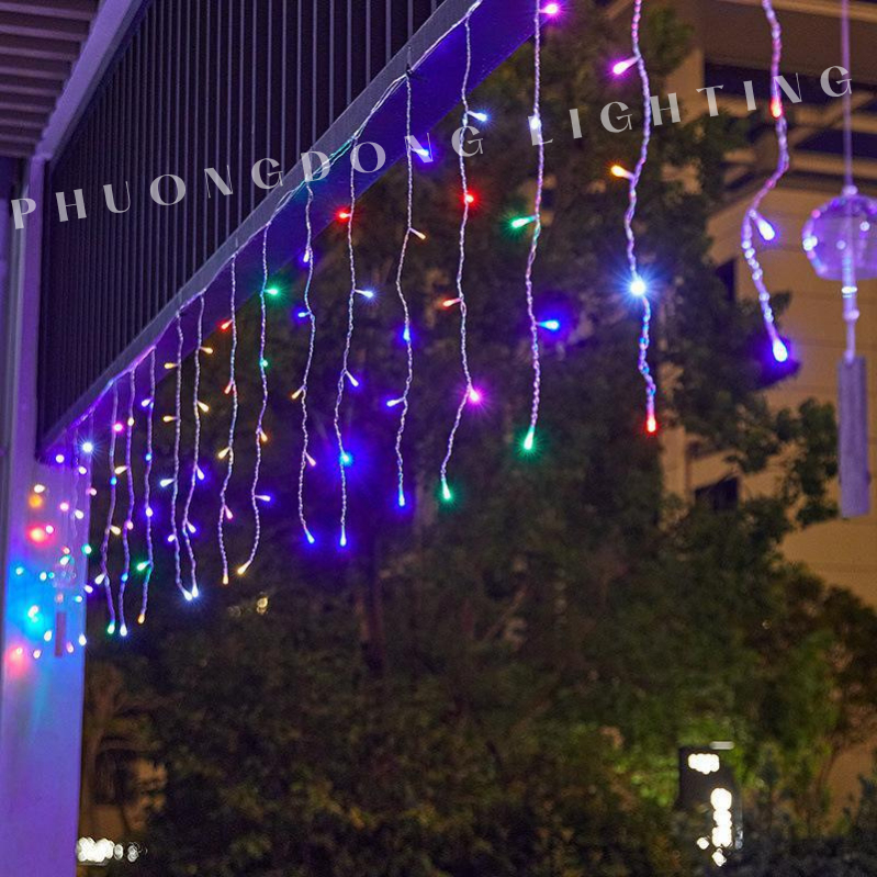 Dây Đèn LED rèm thả Trang trí ngoài trời Đa sắc Có phích cắm nối tiếp Trang trí Nhà Cửa hàng Quán xá Siêu lung linh