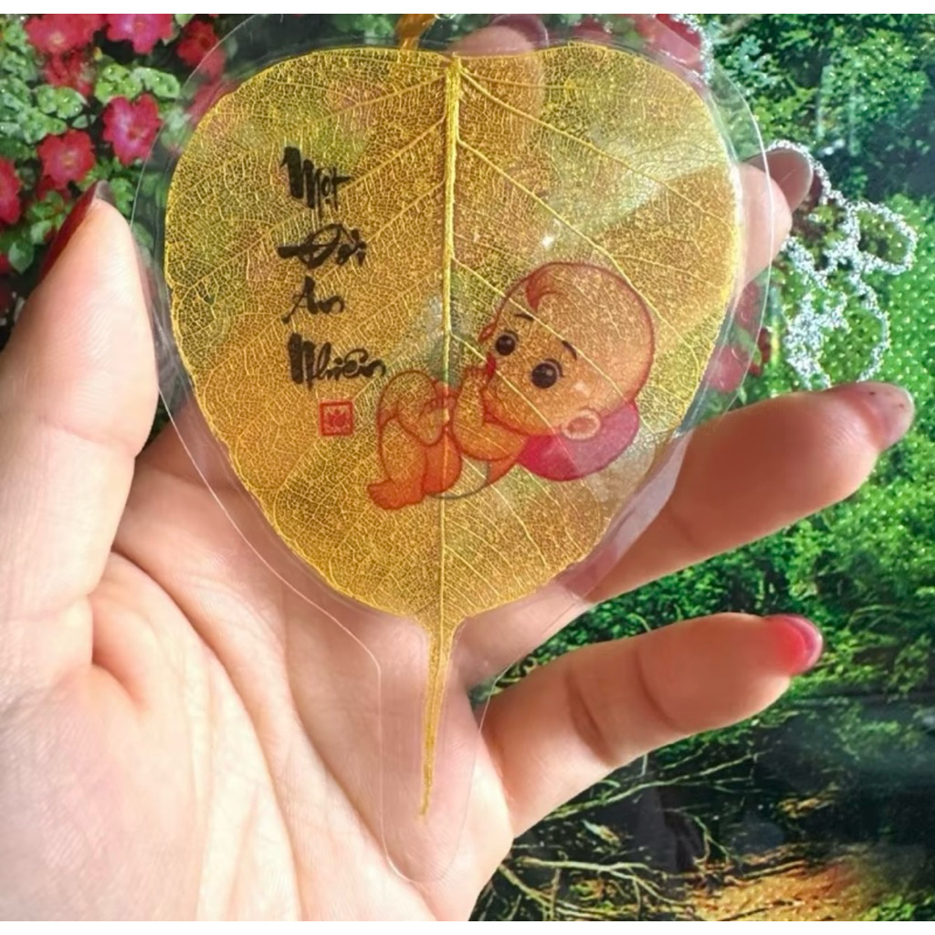 Lá Bồ Đề Cầu Con Như Ý chữ Thư pháp (Đã Xin Lộc)