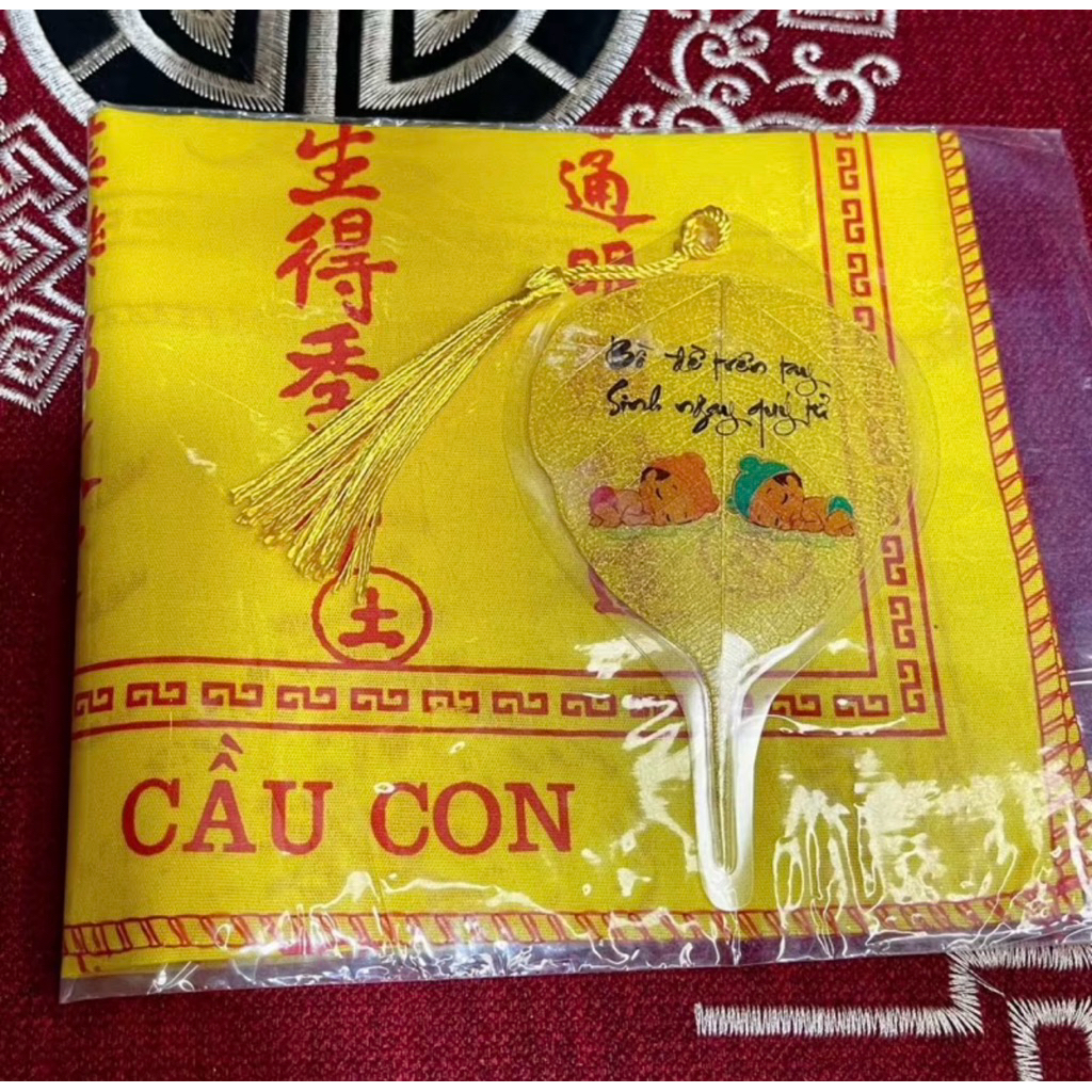 Lá Bồ Đề Cầu Con Như Ý chữ Thư pháp (Đã Xin Lộc)