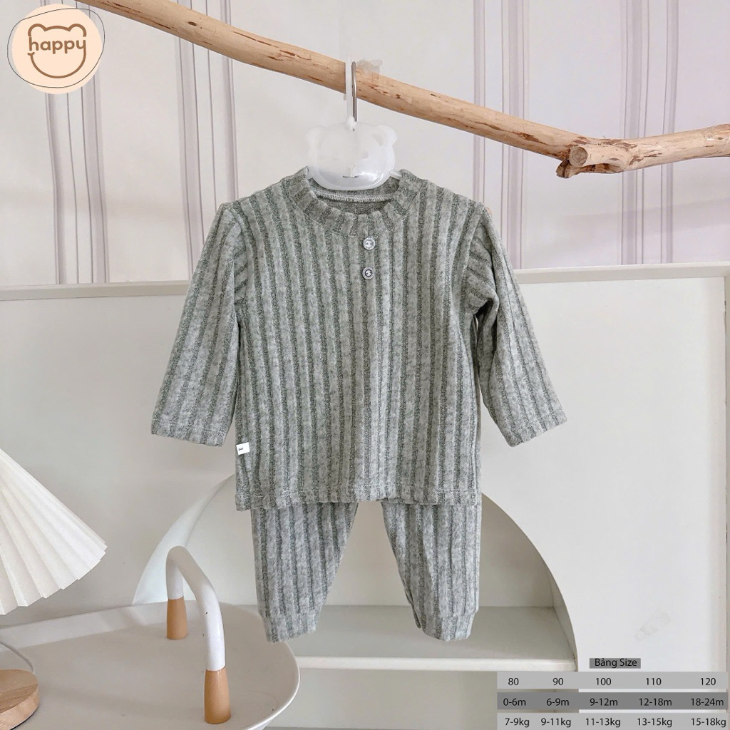 (SET 2-3) Bộ quần áo dài tăm lông vải QC mềm mịn cho bé 5-15kg