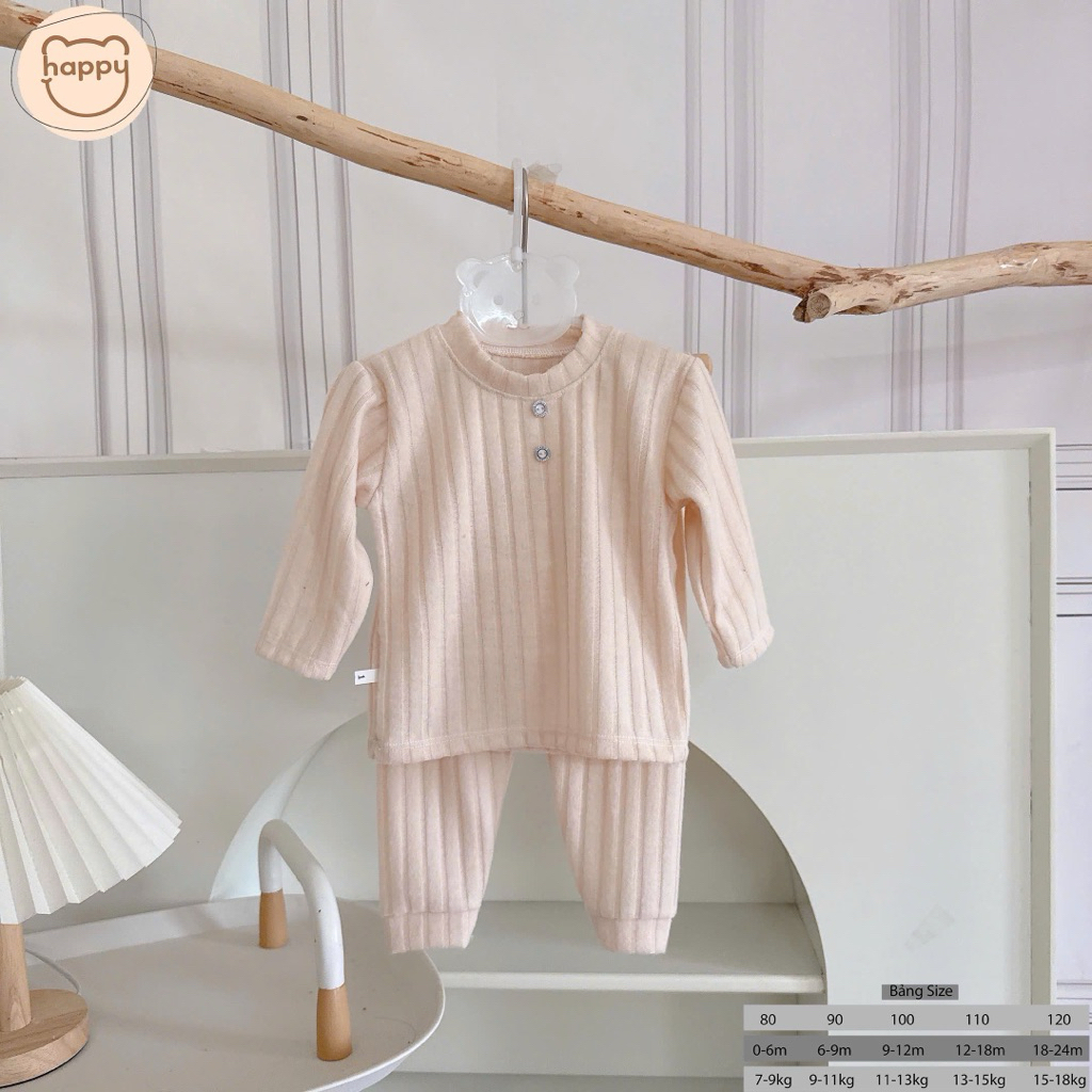 (SET 2-3) Bộ quần áo dài tăm lông vải QC mềm mịn cho bé 5-15kg