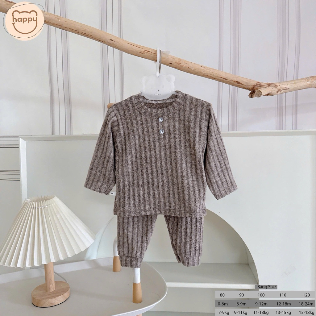 (SET 2-3) Bộ quần áo dài tăm lông vải QC mềm mịn cho bé 5-15kg