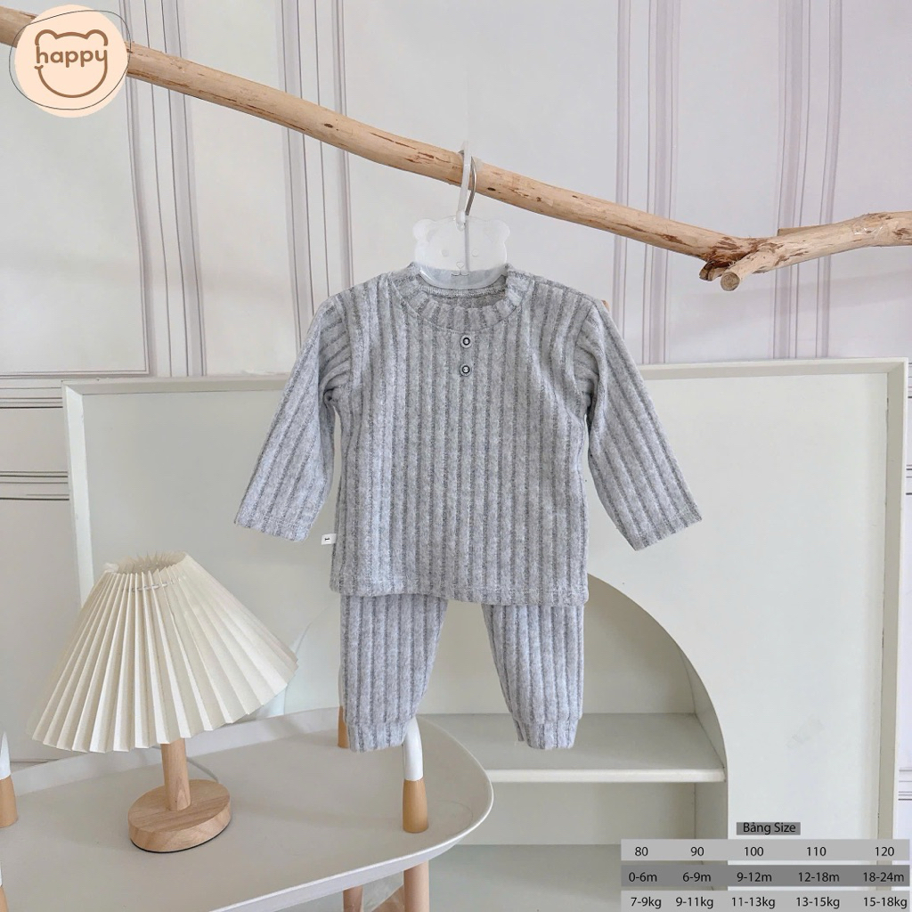 (SET 2-3) Bộ quần áo dài tăm lông vải QC mềm mịn cho bé 5-15kg
