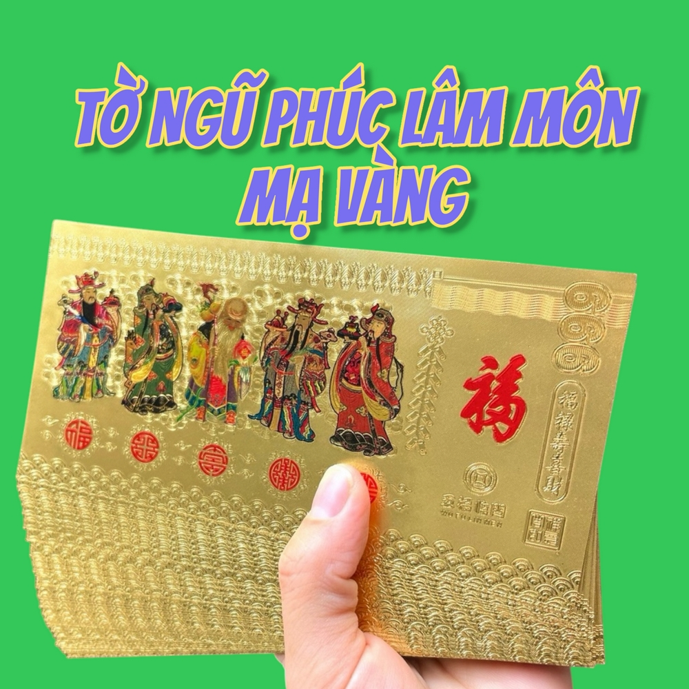 [QUÀ TẾT ĐỘC] Tiền Ngũ Phúc Plastic mạ vàng kỷ niệm Kèm Bao Lì Xì Tết phong thủy may mắn độc đáo đẹp mắt